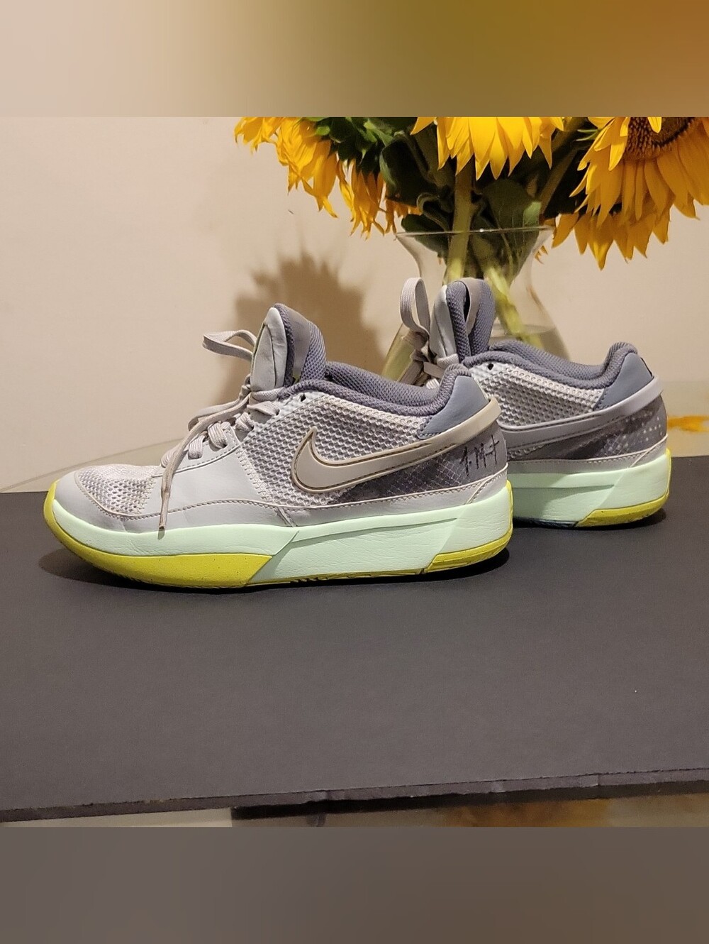 Nike Ja 1 GS Low Top Basketball Sneakers Gray/Volt US 6Y DX2294-003